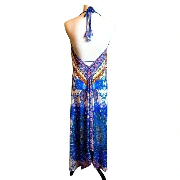 WOMENS Maxi High-low Halter Handkerchief Long Dress - Picture 4 of 11